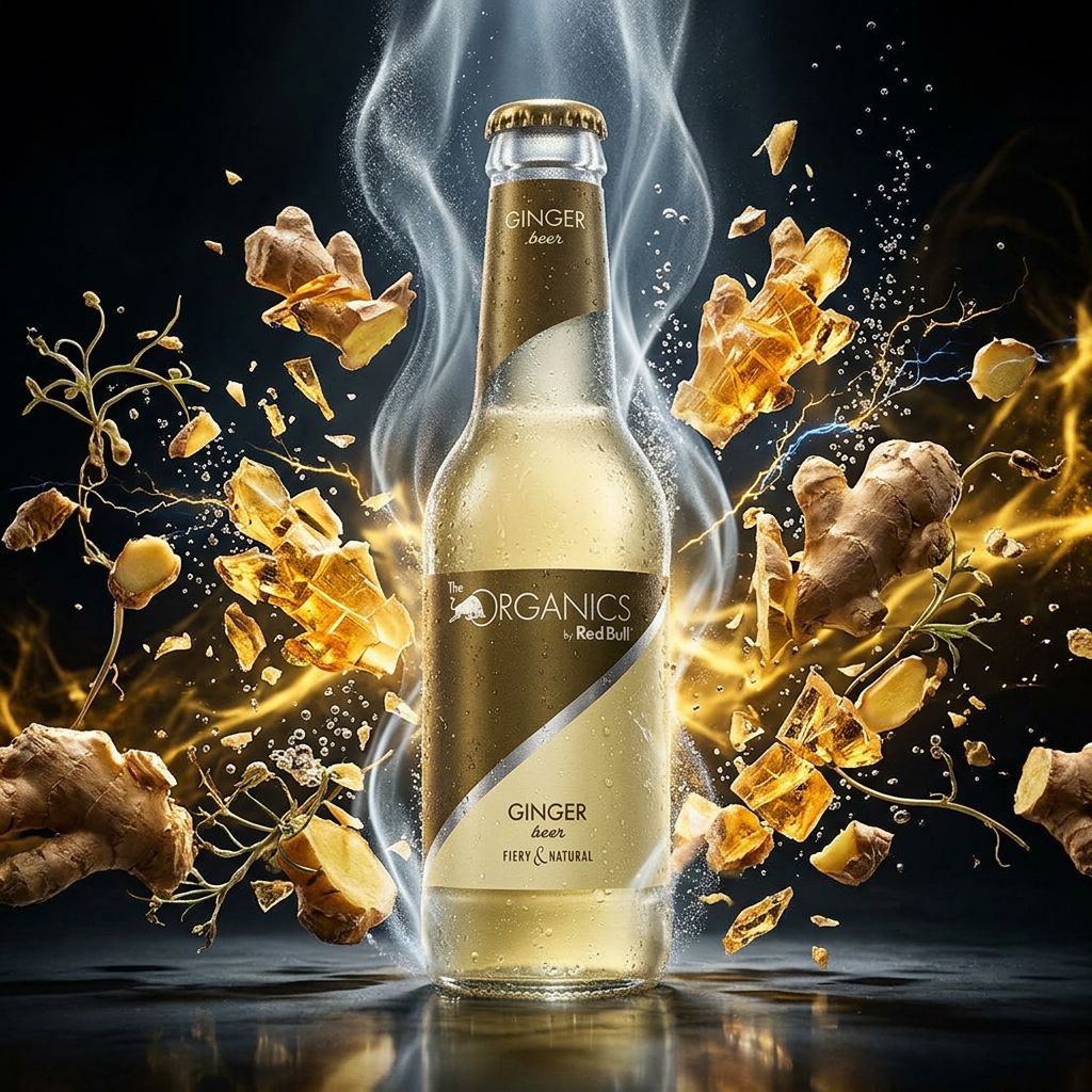 Red Bull Organics Ginger Beer en bouteille verre, soda bio pétillant au gingembre, disponible sur My American Shop