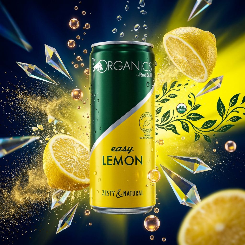 Red Bull Organics Easy Lemon, canette 250ml, boisson gazeuse bio au citron, disponible sur My American Shop