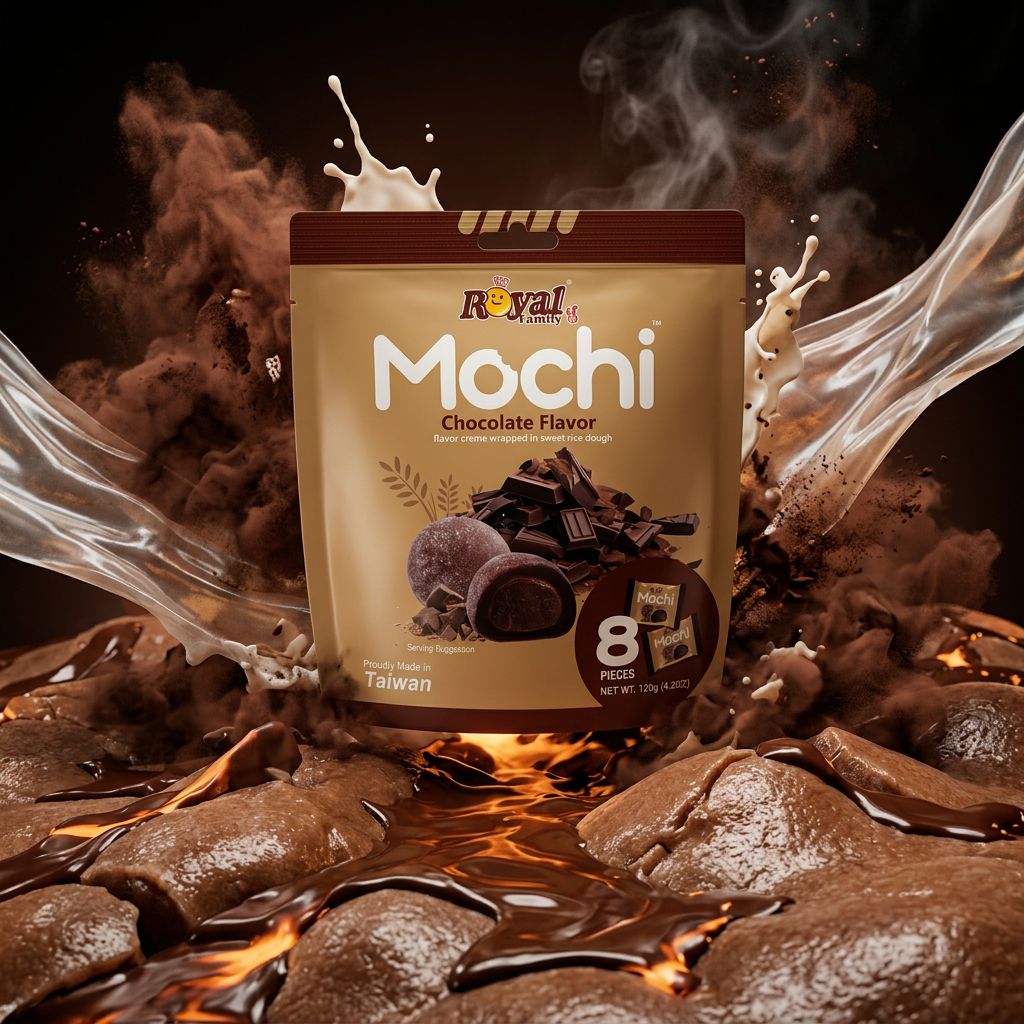 Royal Family Mochi Small Chocolat, bouchées japonaises taïwanaises au chocolat crémeux, disponible sur My American Shop