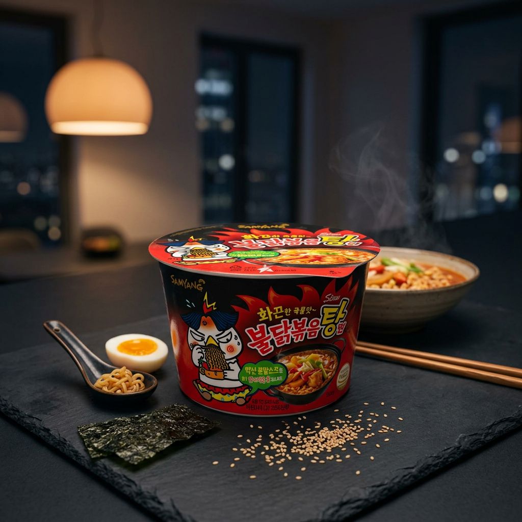 Samyang Ramen Bowl Hot Chicken Stew, nouilles instantanées épicées coréennes, format bowl, disponible sur My American Shop