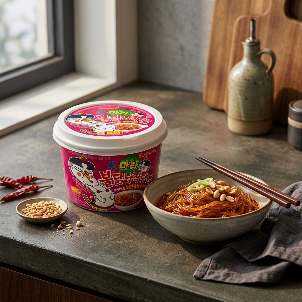 Samyang Buldak Dangmyeon Mala Spicy, vermicelles coréens piment habanero et poivre Sichuan, disponible sur My American Shop