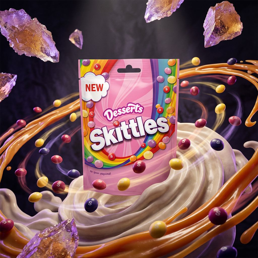 Skittles Desserts Pouch, sachet refermable de bonbons saveurs dessert importé des USA, disponible sur My American Shop