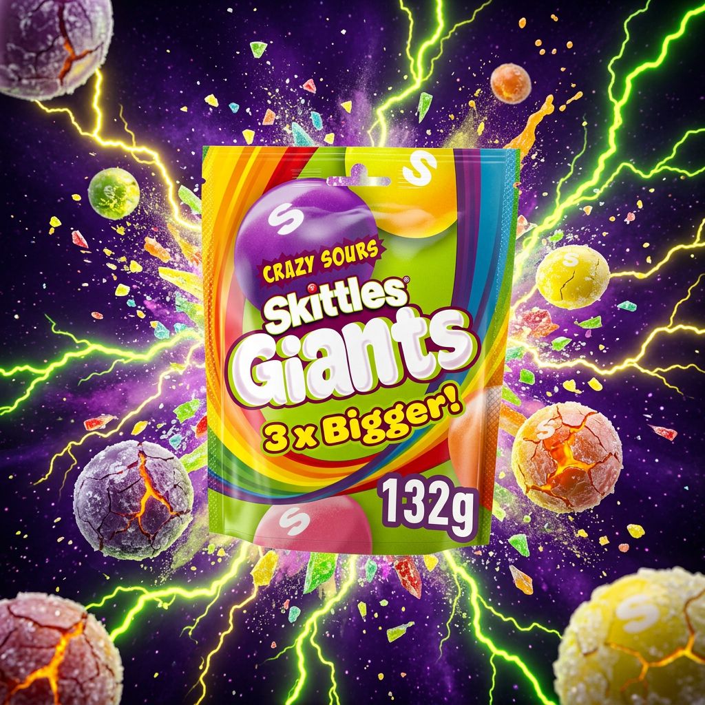 Skittles Giant Crazy Sours, bonbons américains acides format géant, disponible sur My American Shop
