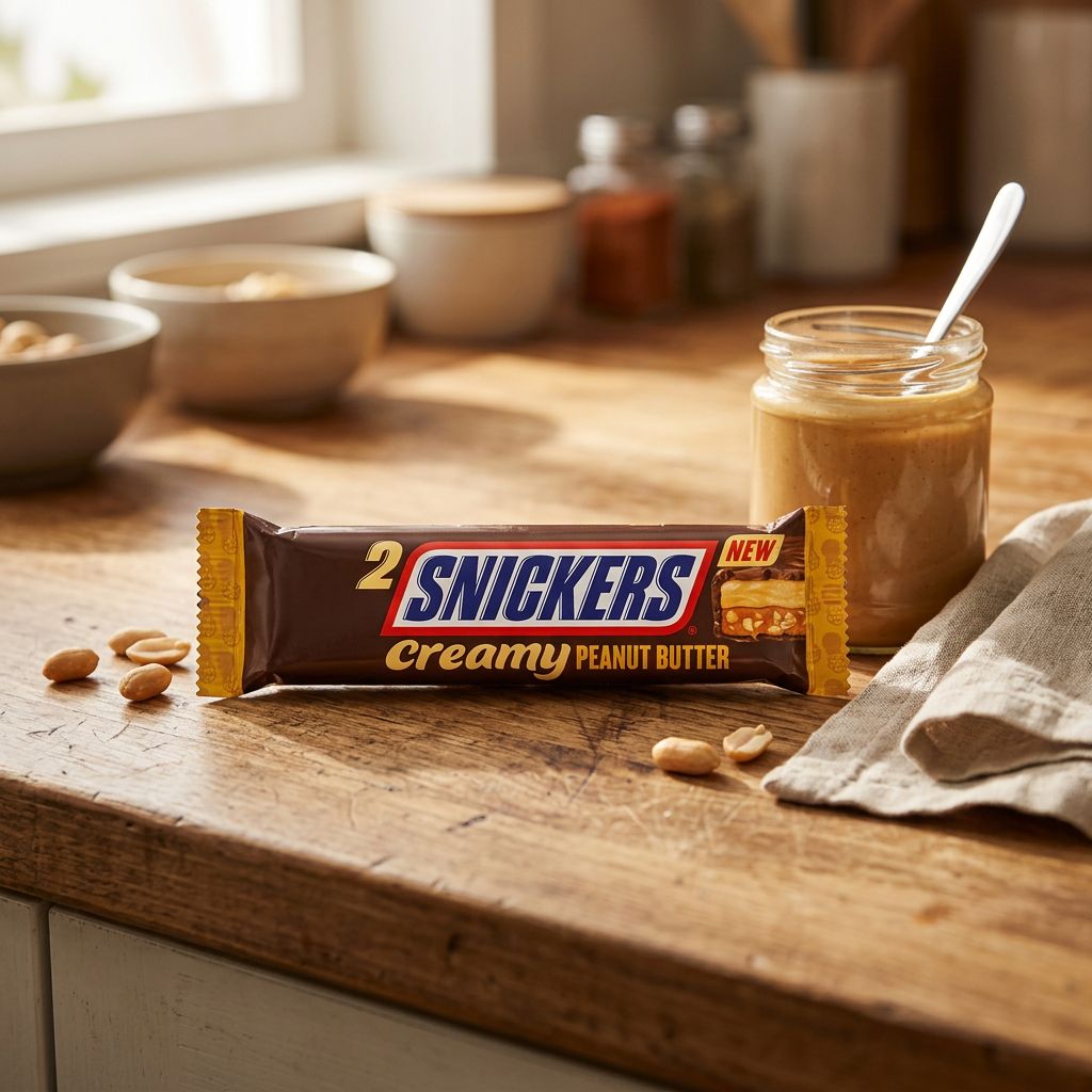 Snickers Creamy Peanut Butter, barre chocolatée au beurre de cacahuète crémeux, importée des USA, disponible sur My American Shop