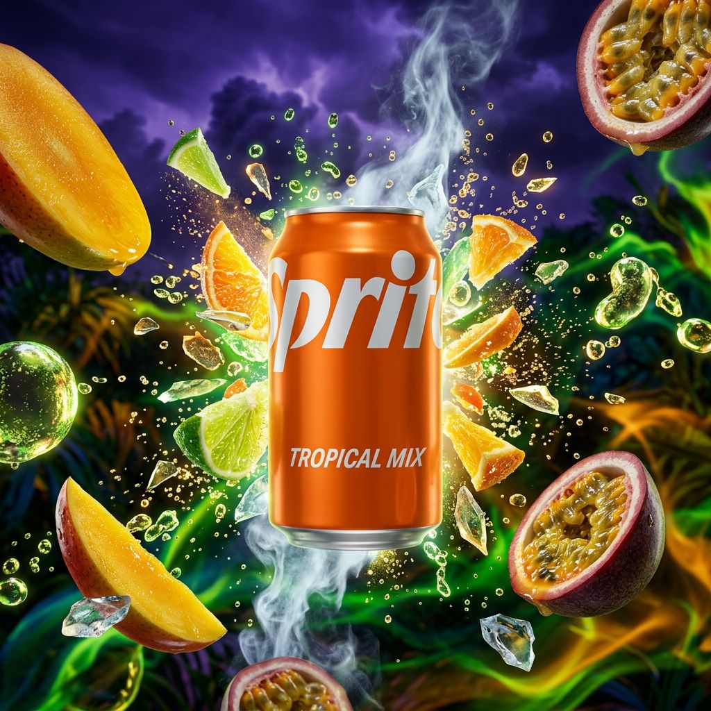 Sprite Tropical, soda américain saveur fruits tropicaux et citron vert en canette, importé des USA, disponible sur My American Shop