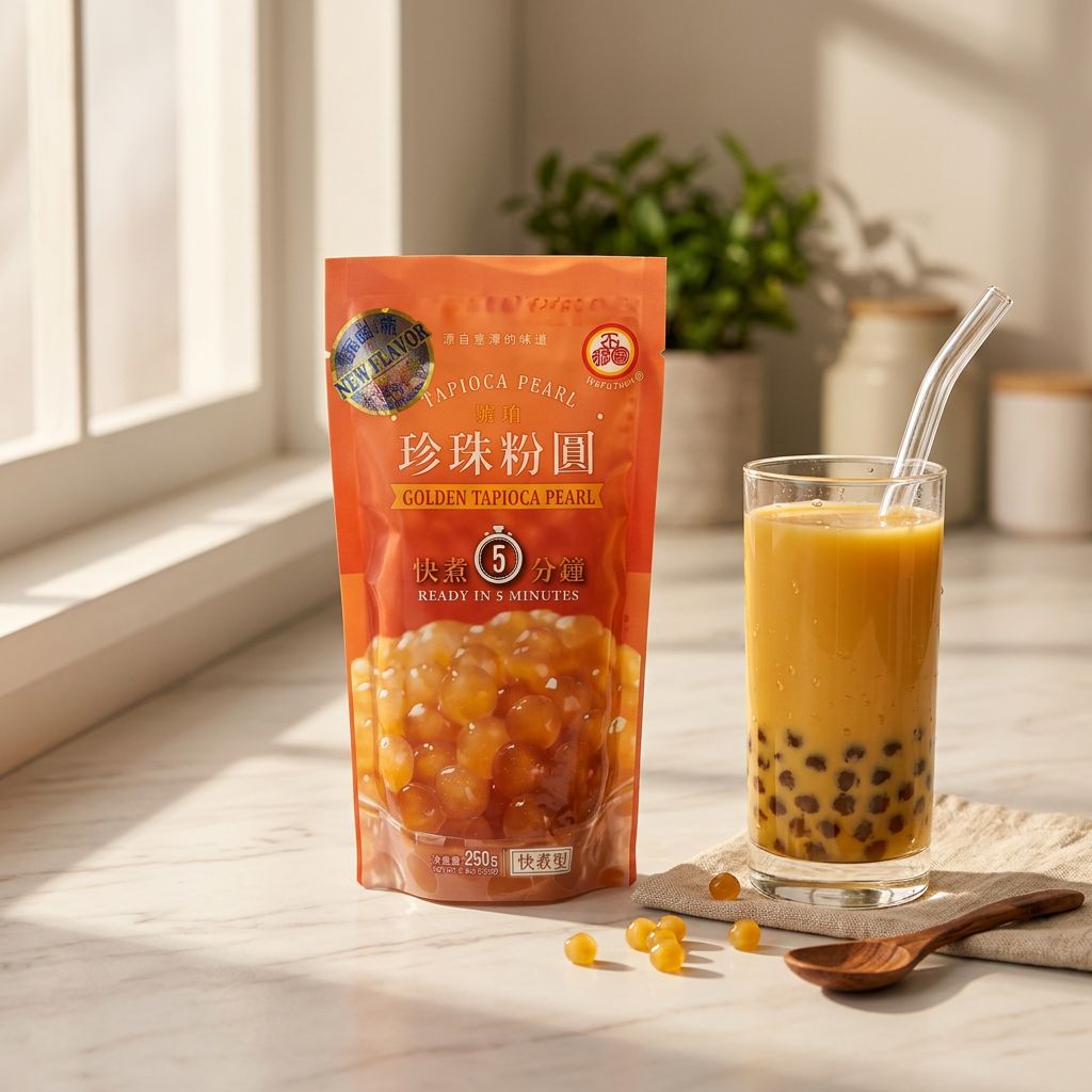 Tapioca Pearl Bubble Tea Golden, billes dorées pour bubble tea, origine Asie, disponible sur My American Shop