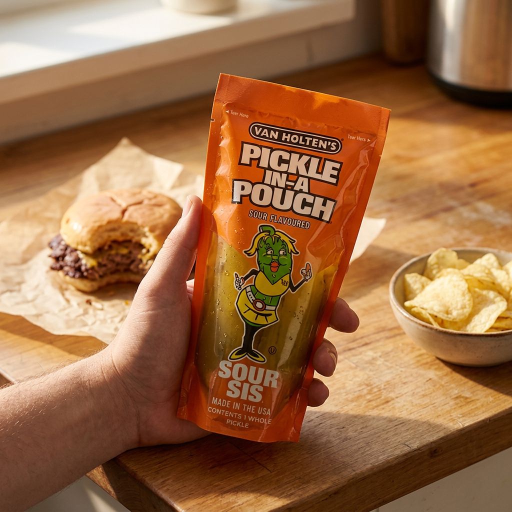 Van Holten's Sour Sis Pickle, cornichon américain ultra-acidulé en sachet individuel, importé des États-Unis, disponible sur My American Shop