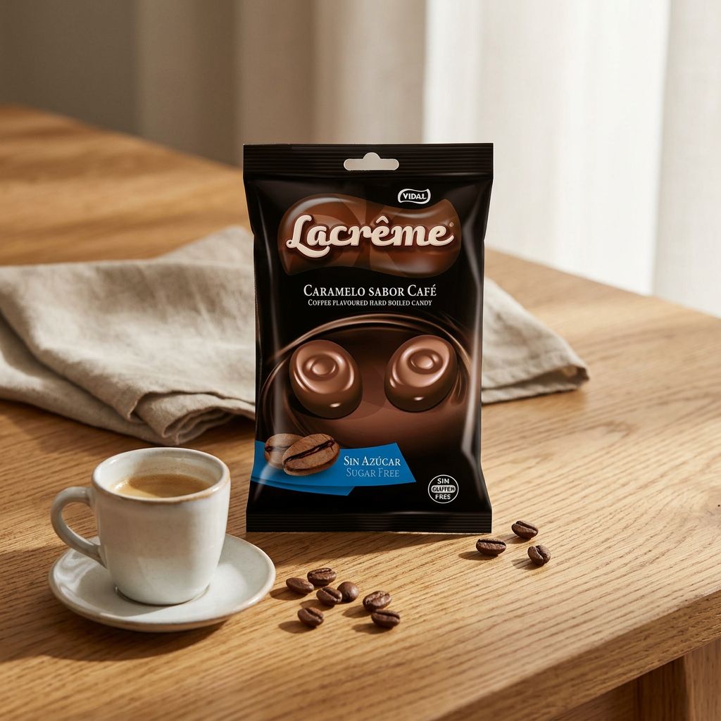 Vidal Hard Candy saveur café corsé, bonbon dur espagnol aux notes crémeuses, disponible sur My American Shop