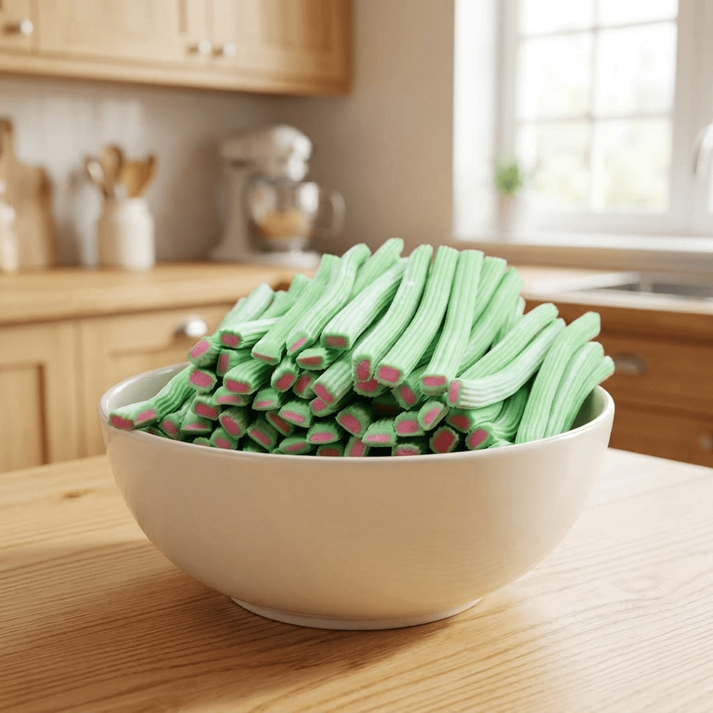 Bonbons Vidal Stripped Rayaditos Watermelon Pick'n Mix présentés dans un bol | My American Shop