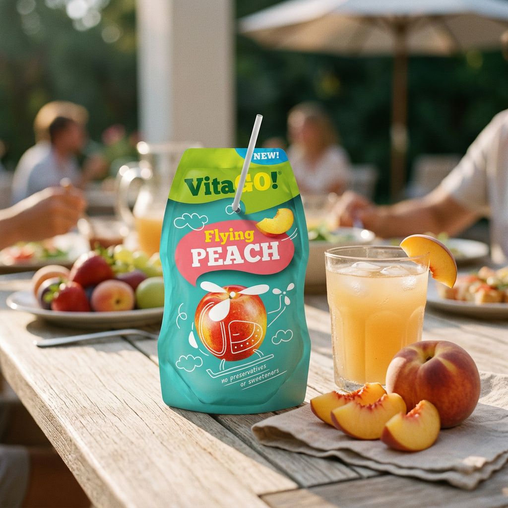 Vitago Peach, boisson fruitée à la pêche, disponible sur My American Shop