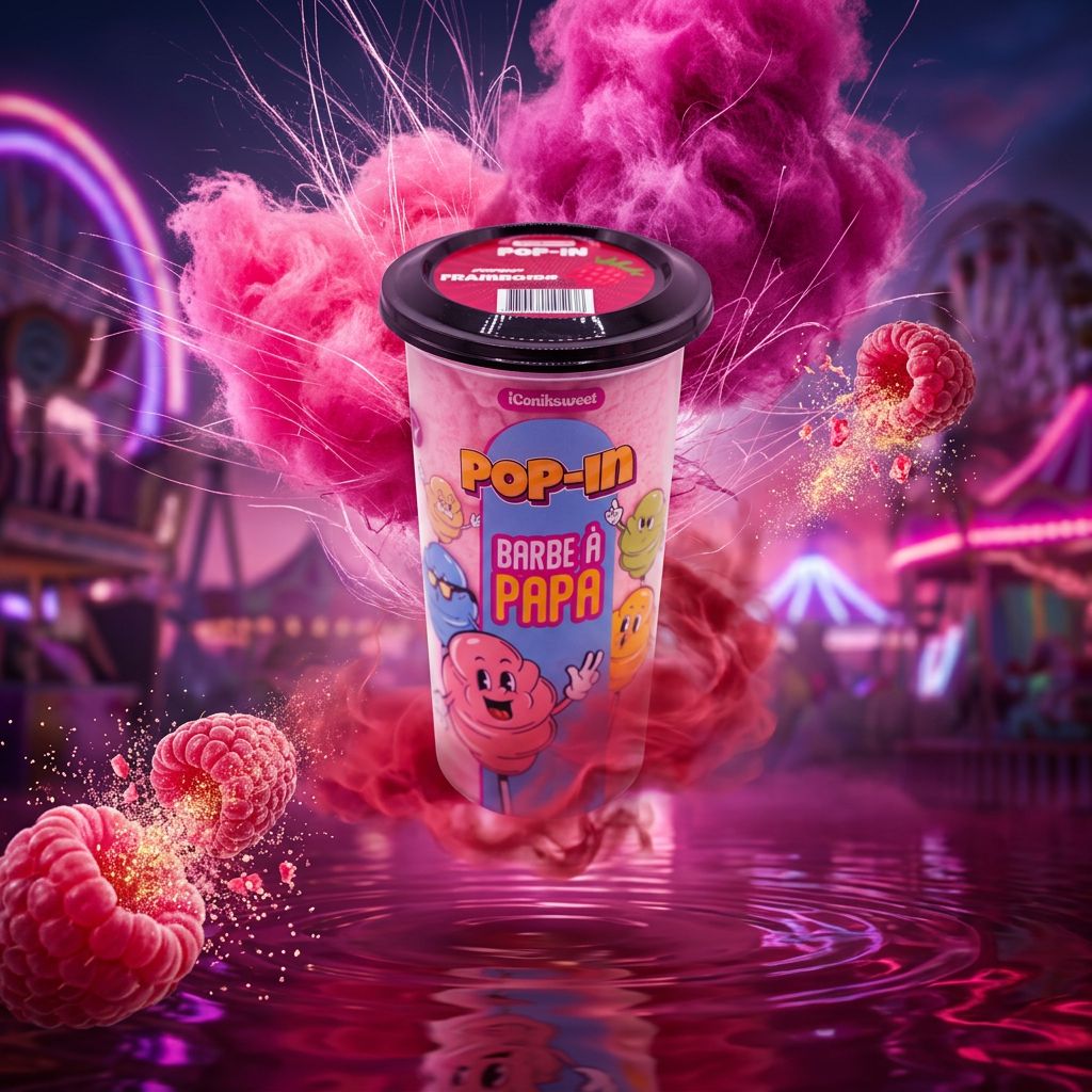 iConiksweet Pop In Cotton Candy Raspberry, barbe à papa framboise américaine prête à consommer, disponible sur My American Shop