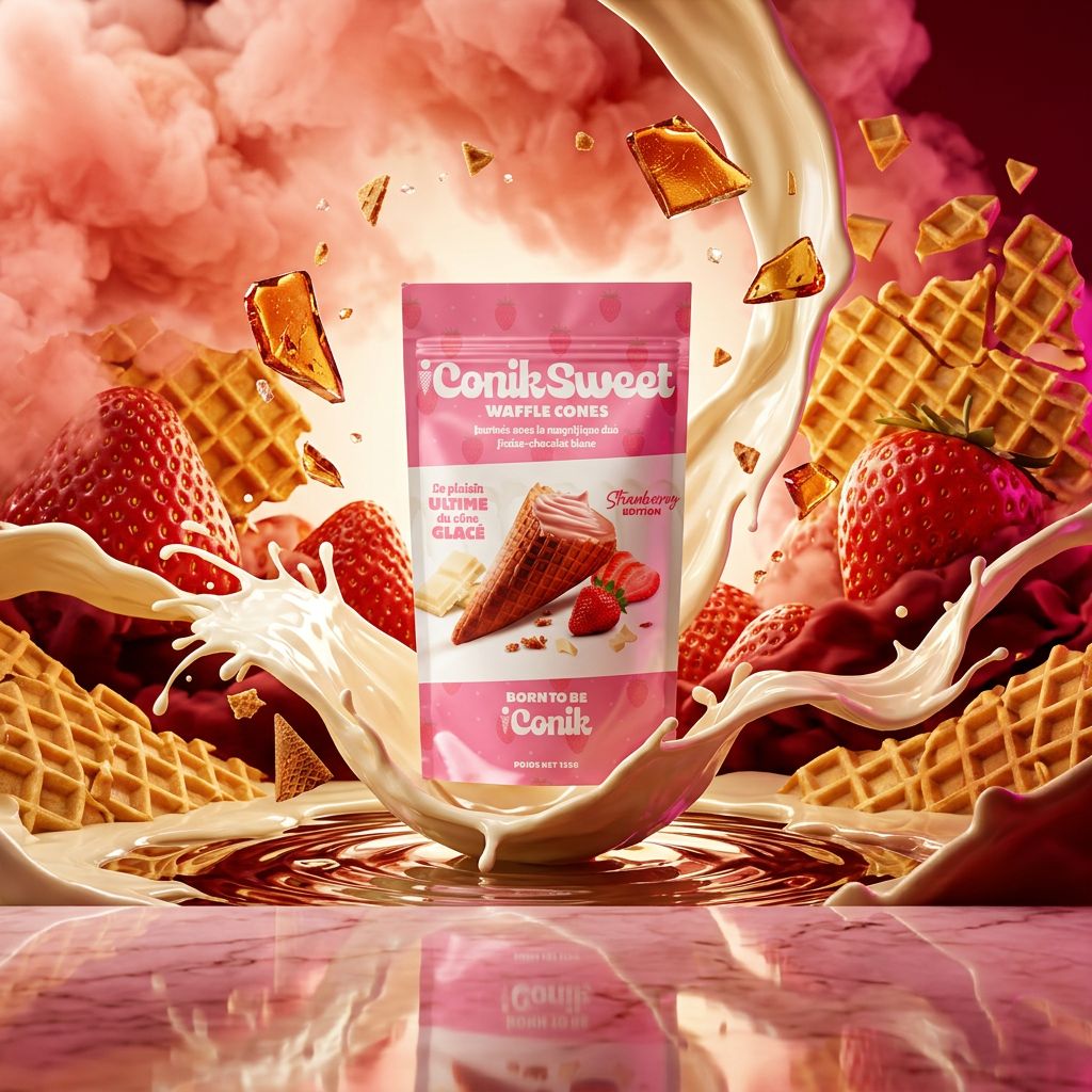 iConiksweet Waffle Cones White Chocolate & Strawberry