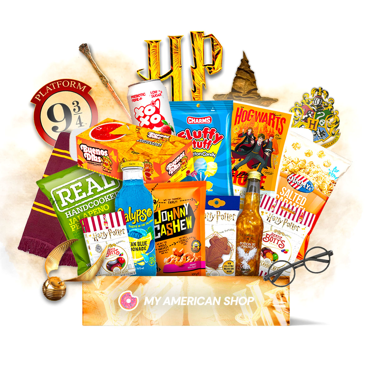 Pack Snacks Harry Potter - Édition Ticket d'Or - My American Shop