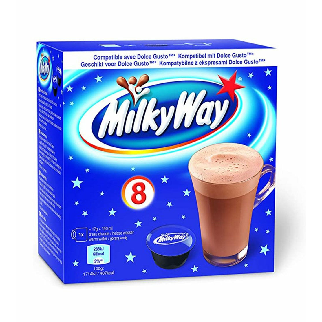 MILKY WAY HOT CHOCOLATE 8 PODS (NESCAFÉ DOLCE GUSTO) 136G - My American Shop