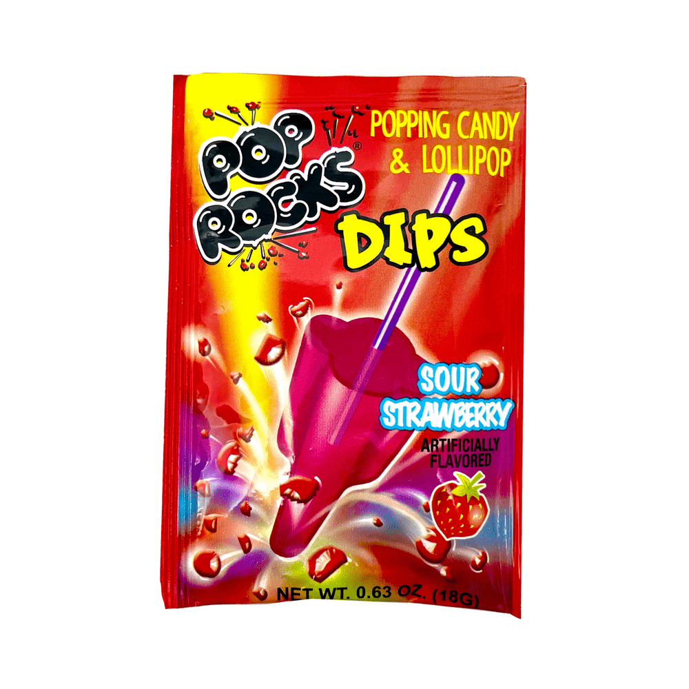 Pop Rocks Dips Popping Candy With Lollipop Sour Strawberry - My American Shop