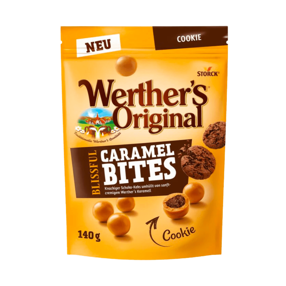 Un emballage brun avec des petites boules brunes et des cookies marrons, le tout sur fond blanc